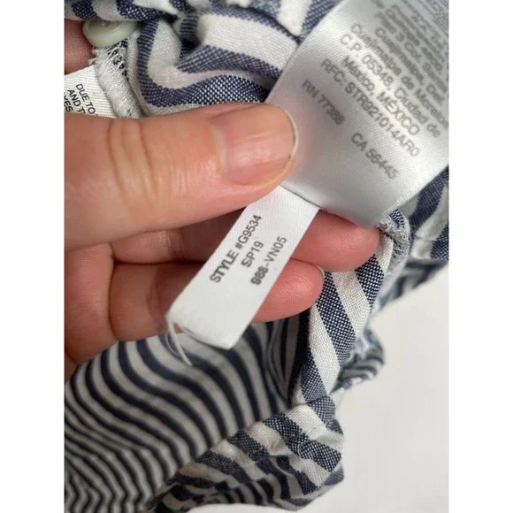 J.Crew XS Chambray Stripe Button Up Shirt Short Sleeve V-Neck Cotton Classicore - Picture 13 of 15